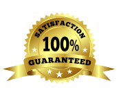 A gold badge with the words 100% guaranteed that represents Artik medical supplies and their commitment to restoring mobility.
