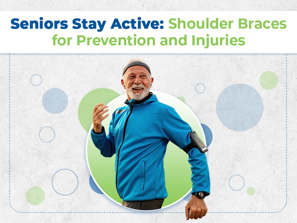Seniors stay active with shoulder braces for prevention and injuries.