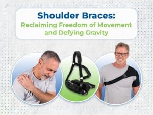 Shoulder braces defying gravity and reclaiming freedom of movement.